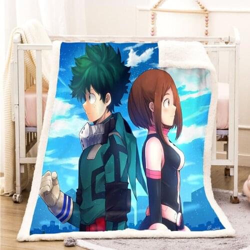 My Hero Academia Funny Character Blanket 3D Print Sherpa Blanket on Bed Home Textiles Dreamlike Style 04