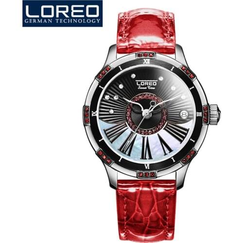 Luxury Brand Women Sapphire Crystal Leather Band Watches Ladies Automatic Rhinestone Mechanical Wristwatches Relogio Feminino