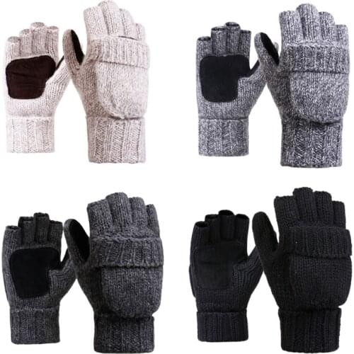 Unisex Wool Gloves Thermal Insulation Fingerless Gloves Winter Warm Knitted Convertible Mittens Flap Cover Jy06 21 Dropshipping