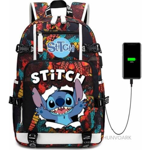 Stitch Backpack Usb Charging Capacity Teenagers School Bags For Girls Boys Kawaii School Backpack Mochila Infantil Escolar