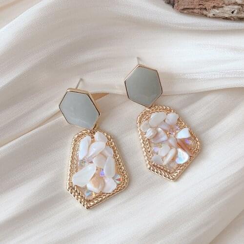 2020 New Korean Statement Drop Earrings for Women Fashion Vintage Geometric Acrylic Enamel Hanging Dangle Earring Jewelry