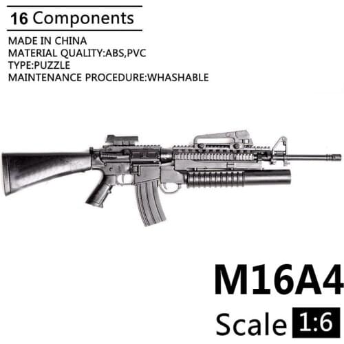 1:6 M16A4 Automatic Rifle Assembling Gun Model Assembly Plastic Weapon For 1/6 Soldier Military Building Blocks Toy