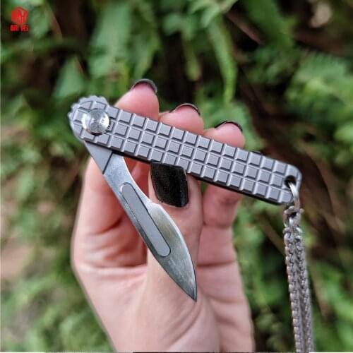 1PCS Titanium Alloy Bearing Quick Opening Folding Knife EDC Self-Defense Mini Knife Outdoor Pocket Open Box Knife Without Blade