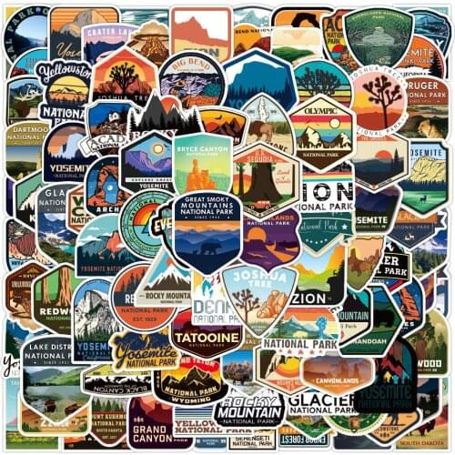 10/30/50/100PCS Mixed National Park Stickers DIY Motorcycle Travel Luggage Guitar Skateboard Cool Graffiti Sticker Decal Kid Toy