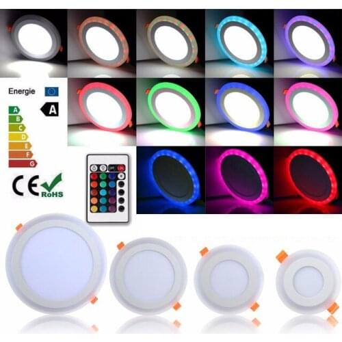 10pcs/lot,DHL Free 6W 9W 18W 24W Round RGB Downlight With Remote Control Features LED Ceiling Panel light With LED Driver