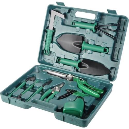 10 Pieces Garden Tool Set Kids Hand Tool With Trowel Pruner Rake Shovel Grass Shear Spray Bottle With Storage Case