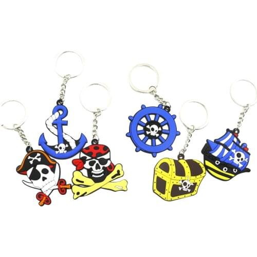 24Pcs Skull Head Keychain Pirate Theme Charm Fashion Creative Gift Decoration Car Keyring Keychain Pendant For Purse Bag