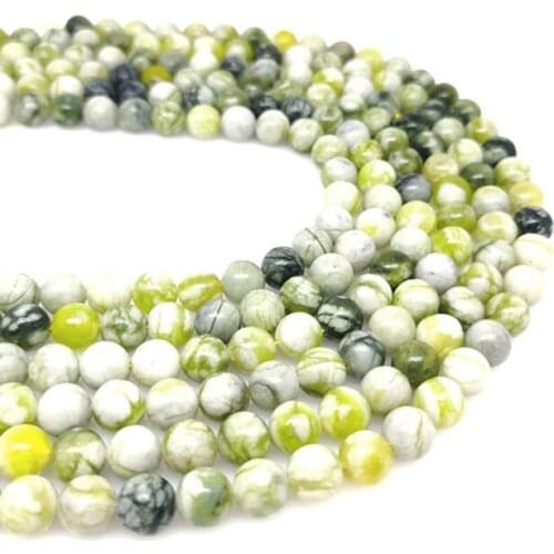 4-12mm Loose Gem Natural Stone Beads Green Blue And White Jasper Quartz Jewelry Making Bracelet Necklace Earrings Wealth Health