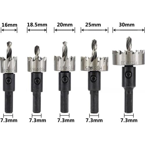 5pcs 16-30mm High Speed Steel Hole Opener Hole Saw Cutter Core Drill Bit Wood/Metal Hole Saw Set