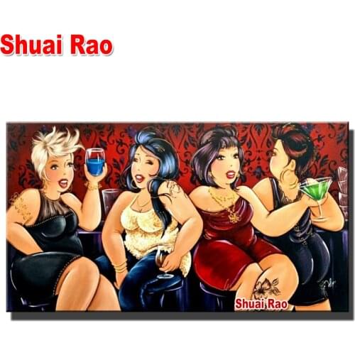 Fat Ladies diamond embroidery,Wall painting full round drill 3d cross stitch mosaic diamond painting Portrait women Gift