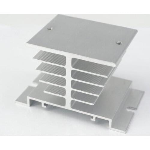 Aluminum Fins Single Phase Solid State Relay SSR 10A to 40A Heat Sink Dissipation Radiator 35mm Rail Mount Sliver