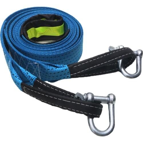 Car Towing Strap Tow Rope Car 3 Meters with Luminous U-hook Blue