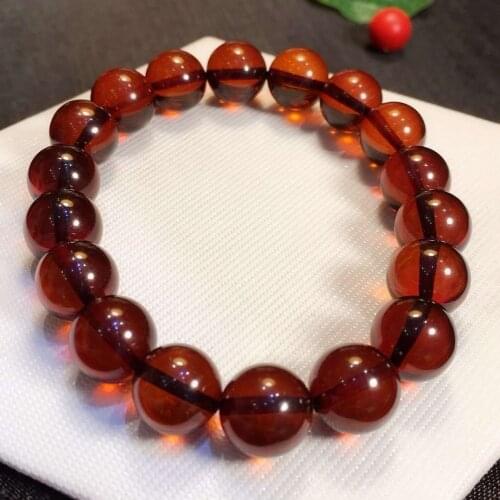 10mm Natural Blood Red Amber Bracelet Jewelry For Woman Man Healing Love Beauty Gift Crystal Round Beads Stone Gemstone AAAAA