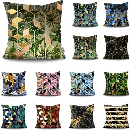 Geometric Coconut Tree pillow cover Gold Bronzing Plants Leaves Cushion Cover Throw Pillow Case Pillowcase Cushions for sofa