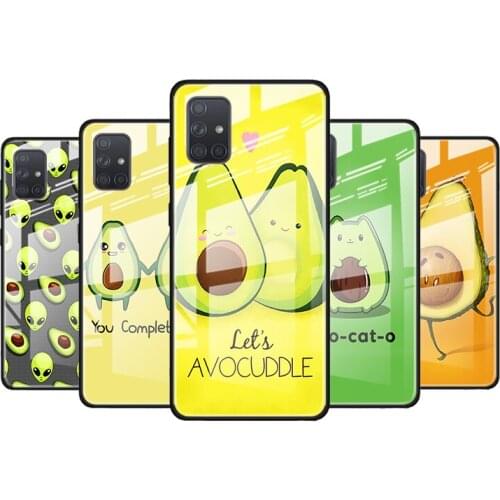 Cute Avocado for Samsung Galaxy S21 Ultra A71 A51 4G 5G A91 A81 A41 A31 A21 A11 A01 Tempered Glass Phone Case