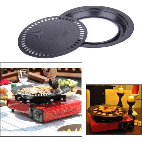 Black Korean Style Barbeque Pan Easy Hand-wash Non-stick BBQ Plate Cooking Pan Meat Grill Outdoor Home Kitchen Cooking Tools