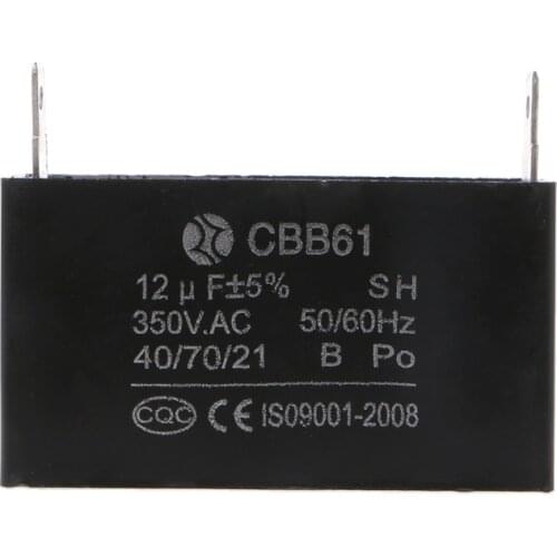 Black 12uF Generator Capacitor Generator CBB61 12uF 50/60Hz 350VAC Fan Motor