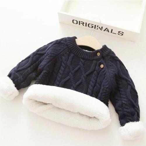 Baby clothes 1-5T kids winter velvet sweaters little baby outwear infant plush inside warm jacket toddler knitted pullovers tops