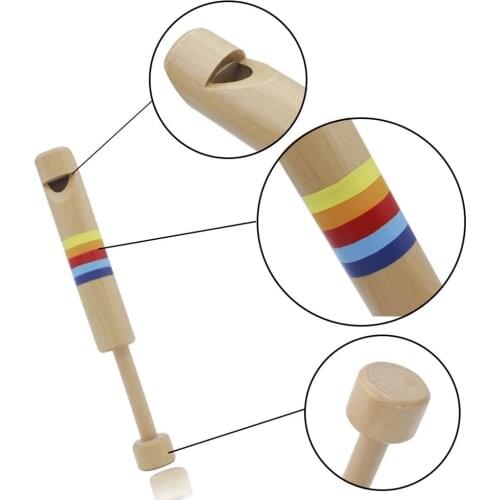 Children Push Pull Wooden Flute Small Piccolo Drawing Whistle Diacritical Sliding Piccolo Baby Instrument Educational Toy Gift