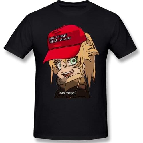 Youjo Senki Anime Tanya The Evil T Shirt Streetwear Plus Size O-neck Cotton Custom Short Sleeve Shirts