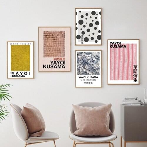 Canvas Painting Japanese Artist Yayoi Kusama Exhibition Posters and Prints Infinity Dots Abstract Wall Art Picture Home Decor