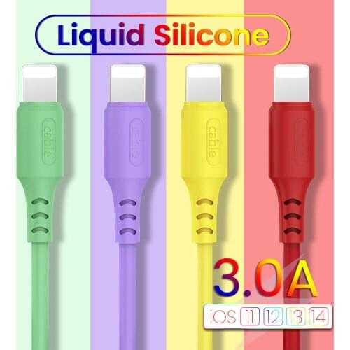 USB C to Lightting Cable For iPhone 12 11 Liquid rubber 3A Fast Charging Charger Mobile Phone Cord Wire Data Cable