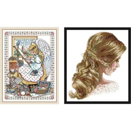 Joy Sunday Cross Stitch Patterns Angel Embroidery 11ct 14ct Printed Canvas DMC Threads for Cross Stitching DIY Hand Needlework
