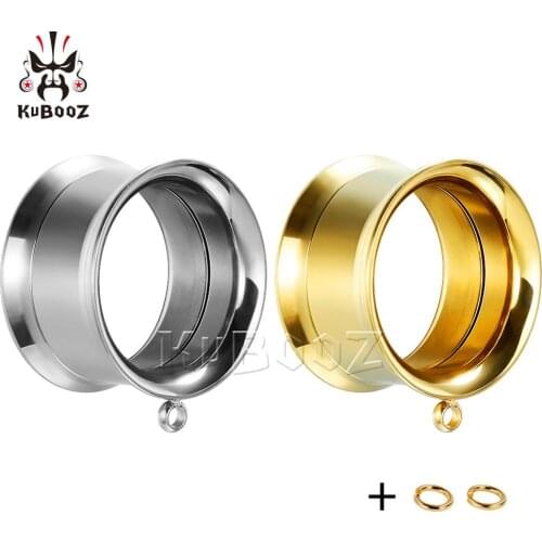 KUBOOZ Simple Design Stainless Steel Ear Piercing Tunnels Gagues Expanders Body Jewelry Earring Plugs Stretchers For Unisex 2PCS
