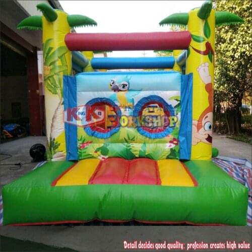 Child Green Inflatable Playground Safari Park Obstacle for Sale
