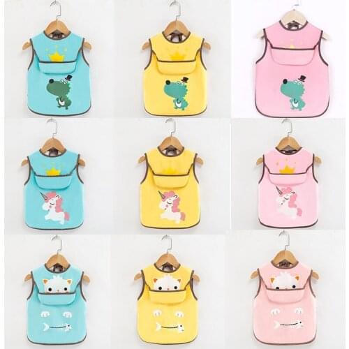 Waterproof Baby Bib Long Sleeve Art Blouse Chest Protector Easy to Clean Baby Hiccup Cloth Suit Childrens Apron Pocket