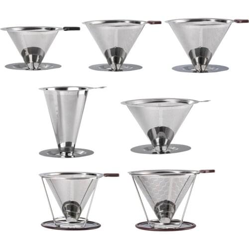 New Double Filter Stainless Steel Hand Coffee No-Filter Paper Strainer Drip Funnel Filter Cup Barista Poured Coffee Pot Filter