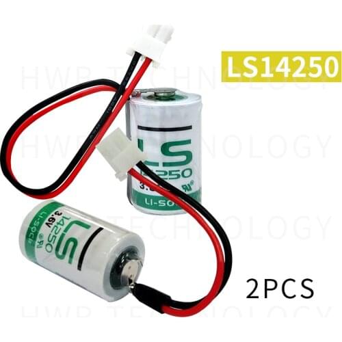 2pcs New Original LS14250 14250 1/2AA LiSOCL2 3.6V 1250mAh PLC Battery Batteries With Plug