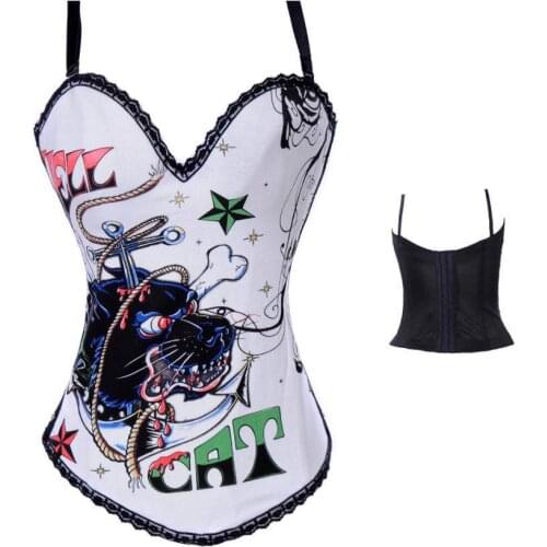 New fashion White Corset Animal Cartoon Corset 3S3049 Free shipping White Corset With Wild Dog Decoration