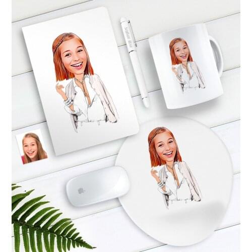 Personalized Women 'S Model Karikatürlü Notebook Pen Mug Mouse Pad Set Süpriz Special Occasions Dekarasyon Personalized Design Office