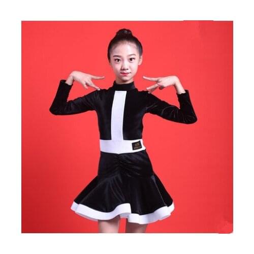 2019 girls latin dresses for dancing ballroom dance dress rumba samba velvet children samba cha cha tango skirt standard salsa