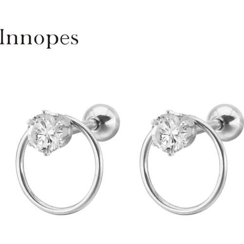 Innopes Korean jewelry zircon stud earrings hollow crystal bijou earrings heart earrings round earrings wholesale