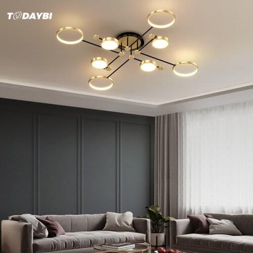 Modern LED Ceiling Lighting For Living Room Bedroom New Lamp Gold Frame Aluminum Indoor Fixture Light Lustres TODAYBI