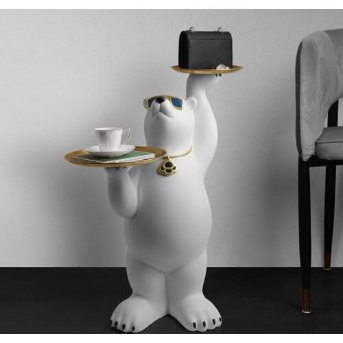 81CM Modern Arts Crafts Animal Figurines Resin Sculpture Home Decoration Tray Bear Statue Nordic Style Room Large Decor Statue