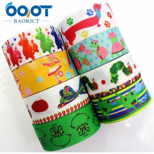 OOOT BAORJCT 1761313,22mm 10yard Cartoon Ribbons Thermal transfer Printed grosgrain Wedding Accessories DIY handmade material
