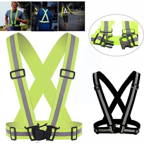 Outdoor Elastic Reflective Vest High Visibility Unisex Running Cycling Fluorescence Adjustable Elastic Vest Strap Safety Sa I2J0