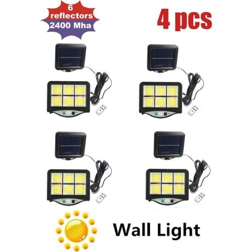 4pcs seperable 120LED Solar Powered Street Light Motion Sensor solar Wall Lamp Waterproof Panel Garden Decor Outdoor Pathway Lig