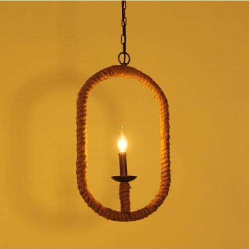 Retro Vintage Rope Pendant Light Lamp Loft Creative Personality Industrial Lamp Edison Bulb American Style For Living Room