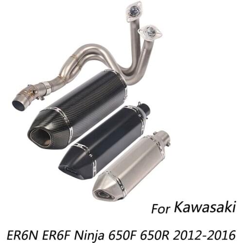 For Kawasaki ER6N ER6F EX650F 2012-2016 Motorcycle Exhaust System Header Middle Link Pipe Slip On 51mm Escape Ninja 650F 650R