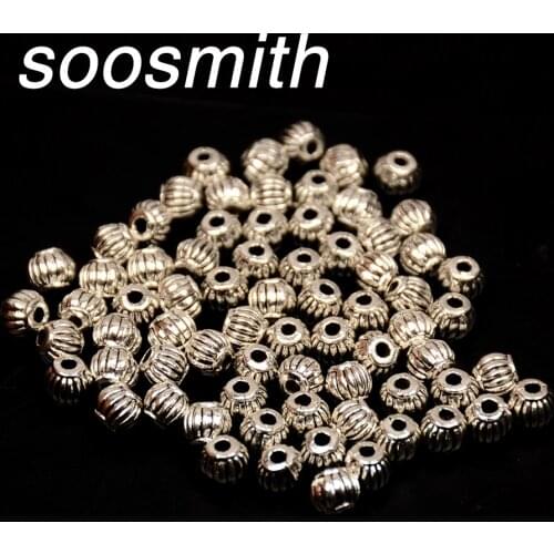 Soosmith Top Quality Fashion Antique Silver Spacer Beads For Jewelry Making Zinc Alloy Metal Beads Connectors Diy Pendant Gifts