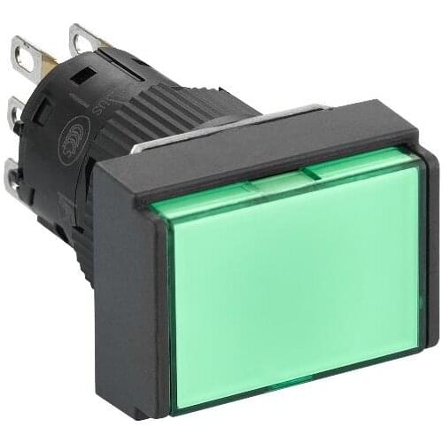XB6EDW3B2F Rectangular green illuminated push-button Ø16- flush spring return- 24 V- 2CO