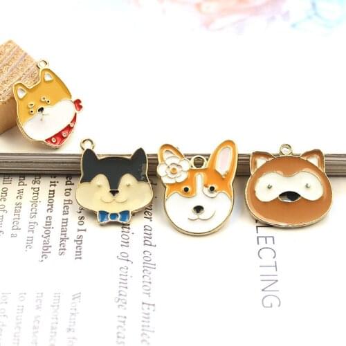 10pcs/lot Dog Dangle Handmade Enamel Charms Pendant DIY for Bracelet Necklace Bag