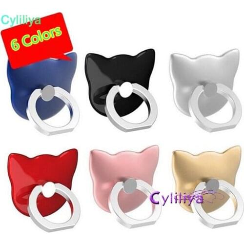 1000pcs Universal Luxury Cartoon Cat head 360 Degree Finger Ring Mobile Phone Smartphone Stand Holder For all phone