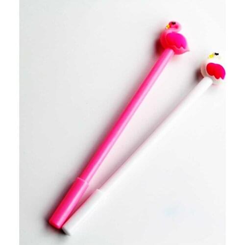 2pcs/ A Set Flamingo pen gel pen cartoon small fresh pen refill pen Stationery office for school 2020