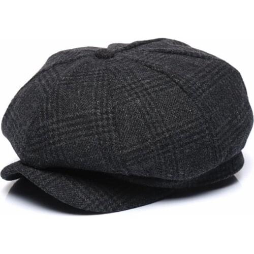 2021 Thickened Wool tweed Octagonal Hat Dad Winter Felt Newsboy Cap Male Leisure Ivy Caps Man Big Size Beret 56-58cm 58-60cm