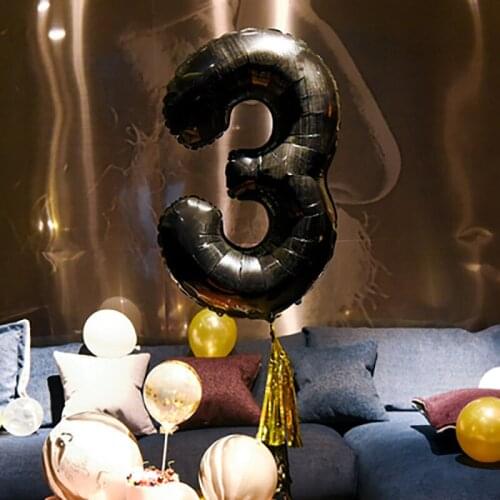 32inch Black Number 0-9 Wedding Foil Balloons Kids Birthday Party Supplies Baby Shower Decorations Event & Party Supplies